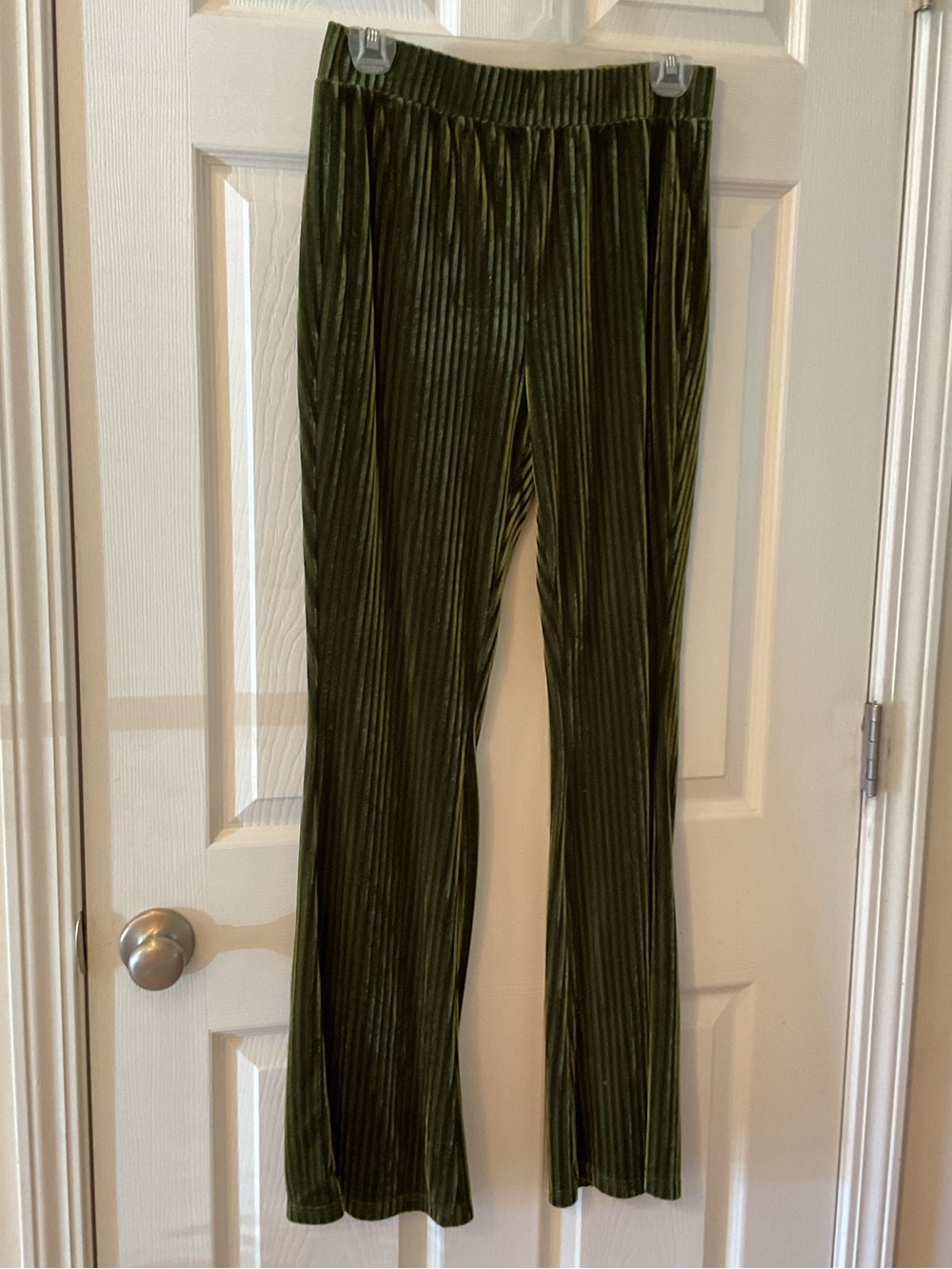 SHEIN Womens Ribbed Bell Bottom Olive Green Size Large Pants